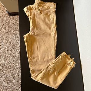 American eagle high rise jegging crop, Mustard yellow with distress 14 long
